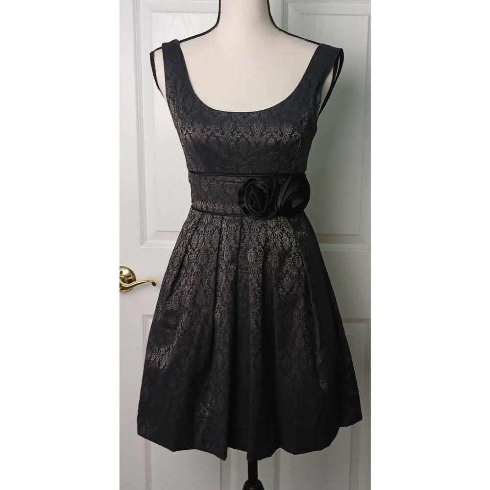 Speechless Brocade Jacquard Party Dress Jr Size 3 Dark Gray Sleeveless Flair #B1